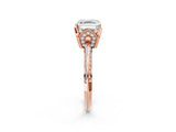 Rose gold Asscher Cut Solitaire Split Shank Pave Diamond Engagement Ring with Four-Prong Setting_11