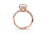 Rose gold Asscher Cut Solitaire Split Shank Pave Diamond Engagement Ring with Four-Prong Setting_12