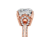 Rose gold Asscher Cut Solitaire Split Shank Pave Diamond Engagement Ring with Four-Prong Setting_14