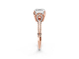 Rose gold Asscher Cut Solitaire Split Shank Pave Diamond Engagement Ring with Four-Prong Setting_35
