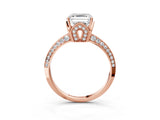 Rose gold Asscher Cut Solitaire Split Shank Pave Diamond Engagement Ring with Four-Prong Setting_36