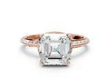 Rose gold Asscher Cut Solitaire Split Shank Pave Diamond Engagement Ring with Four-Prong Setting_9