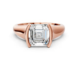 Rose gold Asscher Cut Solitaire Tension Set Diamond Ring with Split Shank Band_15