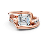 Rose gold Asscher Cut Solitaire Tension-Set Diamond Split Shank Ring_15