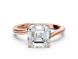Rose gold Asscher Cut Solitaire Twist Band Ring with Four-Prong Setting_23