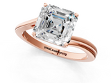 Rose gold Asscher Cut Solitaire Twist Band Ring with Four-Prong Setting_24