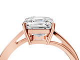 Rose gold Asscher Cut Solitaire Twist Band Ring with Four-Prong Setting_27
