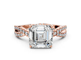 Rose gold Asscher Cut Solitaire Twist Pave Diamond Engagement Ring with Prong Setting_15