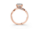 Rose gold Asscher Cut Solitaire Twist Pave Diamond Engagement Ring with Prong Setting_18