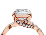Rose gold Asscher Cut Solitaire Twist Pave Diamond Engagement Ring with Prong Setting_19
