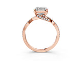 Rose gold Asscher Cut Solitaire Twist Pave Diamond Engagement Ring with Prong Setting_30
