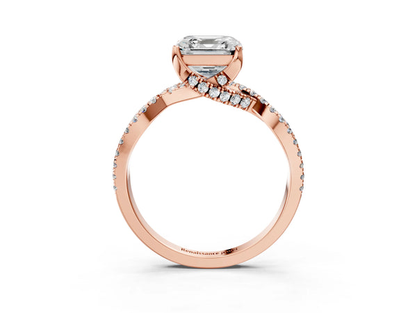 Rose Gold Asscher Cut Twisted Split Shank Engagement Ring Setting