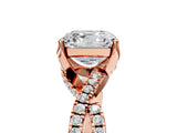 Rose gold Asscher Cut Solitaire Twist Pave Diamond Engagement Ring with Prong Setting_32
