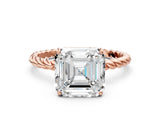 Rose gold Asscher Cut Solitaire Twisted Band 4-Prong Ring_15