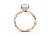 Rose gold Asscher Cut Solitaire Twisted Band 4-Prong Ring_18