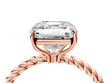 Rose gold Asscher Cut Solitaire Twisted Band 4-Prong Ring_19