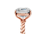Rose gold Asscher Cut Solitaire Twisted Band 4-Prong Ring_20