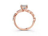 Rose gold Asscher Cut Solitaire Twisted Band Marquise Accent Prong Setting Ring_18