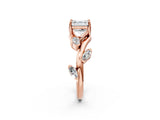 Rose gold Asscher Cut Solitaire Twisted Band Marquise Accent Prong Setting Ring_5