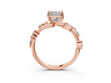 Rose gold Asscher Cut Solitaire Twisted Band Marquise Accent Prong Setting Ring_6