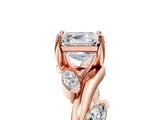Rose gold Asscher Cut Solitaire Twisted Band Marquise Accent Prong Setting Ring_8