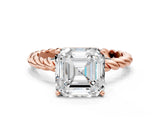 Rose gold Asscher Cut Solitaire Twisted Band with Four-Prong Setting_57