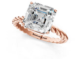 Rose gold Asscher Cut Solitaire Twisted Band with Four-Prong Setting_58