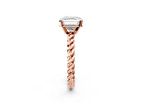 Rose gold Asscher Cut Solitaire Twisted Band with Four-Prong Setting_59