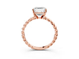 Rose gold Asscher Cut Solitaire Twisted Band with Four-Prong Setting_60