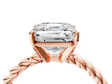 Rose gold Asscher Cut Solitaire Twisted Band with Four-Prong Setting_61