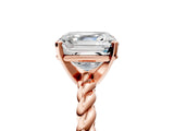 Rose gold Asscher Cut Solitaire Twisted Band with Four-Prong Setting_62