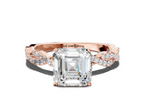Rose gold Asscher Cut Solitaire Twisted Pave Band with Four-Prong Setting_4