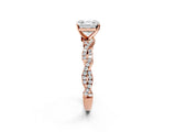 Rose gold Asscher Cut Solitaire Twisted Pave Band with Four-Prong Setting_6
