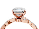 Rose gold Asscher Cut Solitaire Twisted Pave Band with Four-Prong Setting_8