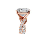 Rose gold Asscher Cut Solitaire Twisted Pave Band with Four-Prong Setting_9