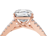 Rose gold Asscher Cut Split Shank Pave Diamond Engagement Ring with Four-Prong Setting_10