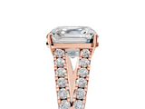Rose gold Asscher Cut Split Shank Pave Diamond Engagement Ring with Four-Prong Setting_11