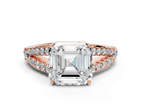 Rose gold Asscher Cut Split Shank Pave Diamond Engagement Ring with Four-Prong Setting_6