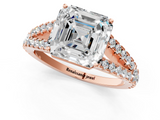 Rose gold Asscher Cut Split Shank Pave Diamond Engagement Ring with Four-Prong Setting_7