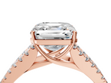 Rose gold Asscher Cut Split Shank Pave Engagement Ring with Four-Prong Setting_10