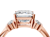 Rose gold Asscher Cut Three-Stone Channel Set Ring with Bar Prongs_10