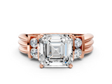 Rose gold Asscher Cut Three-Stone Channel Set Ring with Bar Prongs_6