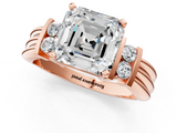 Rose gold Asscher Cut Three-Stone Channel Set Ring with Bar Prongs_7