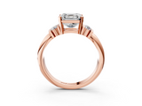 Rose gold Asscher Cut Three-Stone Channel Set Ring with Bar Prongs_9