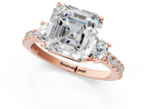 Rose gold Asscher Cut Three-Stone Diamond Pavé Band with Prong Setting_24