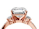 Rose gold Asscher Cut Three-Stone Diamond Pavé Band with Prong Setting_27