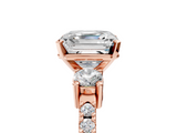 Rose gold Asscher Cut Three-Stone Diamond Pavé Band with Prong Setting_28