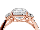 Rose gold Asscher Cut Three-Stone Diamond Pave Band with Prong Setting_44