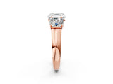 Rose gold Asscher Cut Three-Stone Diamond Ring with Prong Setting on a Classic Band_17
