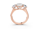 Rose gold Asscher Cut Three-Stone Diamond Ring with Prong Setting on a Classic Band_18